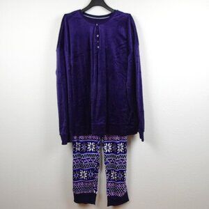 Nautica Fleece Pajama Set Women's Size 2XL Purple 2 Piece Soft Stretch